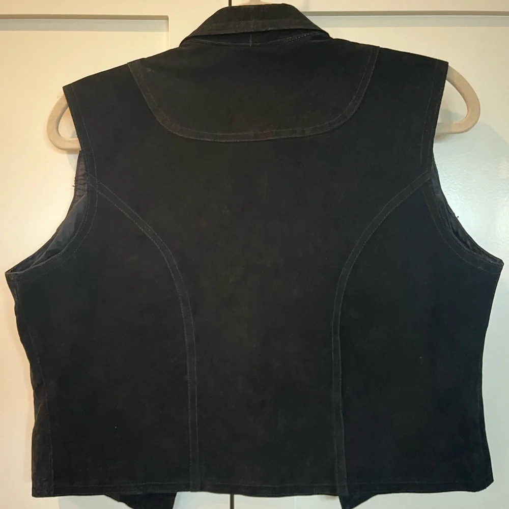 Vintage Leather Vest Buffalo Nickel Button Western Biker Style L
